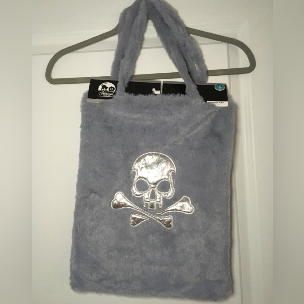 Halloween Two Plush Bags w/handles Black Kitty & Grey Poison 12โ x 15โ So Soft - Picture 4 of 7